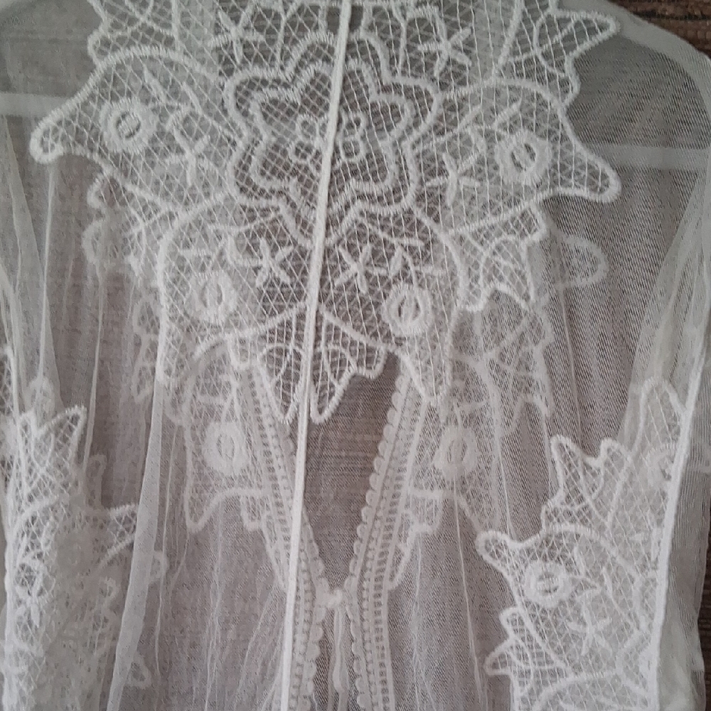 Boho Lace Kimono – Ombre Blue Fade & Romantic Lace - Picture 6 of 10